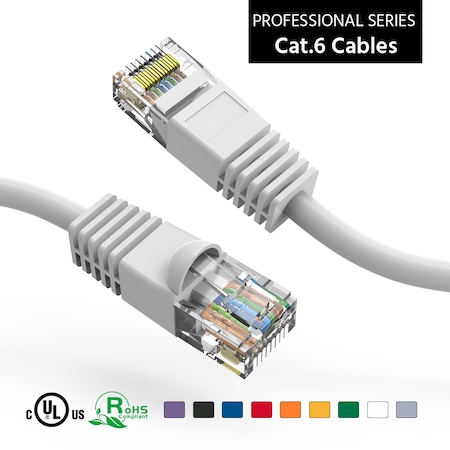 CAT6 UTP Ethernet Network Booted Cable- 15Ft- White